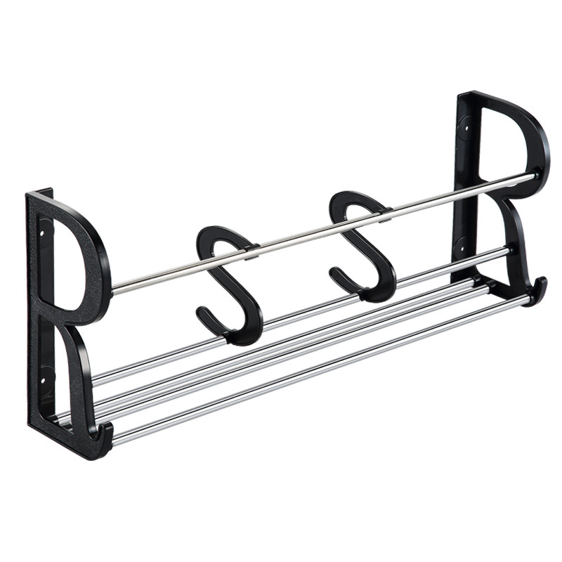 Sieninis batų stovas be gręžimo, lipnus montavimas, už durų, vonios kambariui, daugiafunkcinis