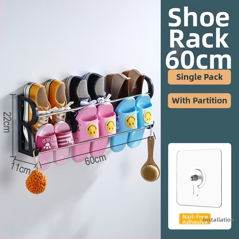 Sieninis batų stovas be gręžimo, lipnus montavimas, už durų, vonios kambariui, daugiafunkcinis
