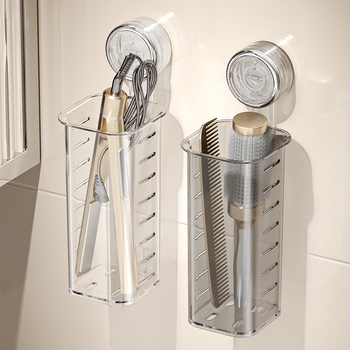 imega Raft de depozitare pentru unelte de păr, cu ventuză, montaj pe perete, fără găuri, plastic, nivel 1