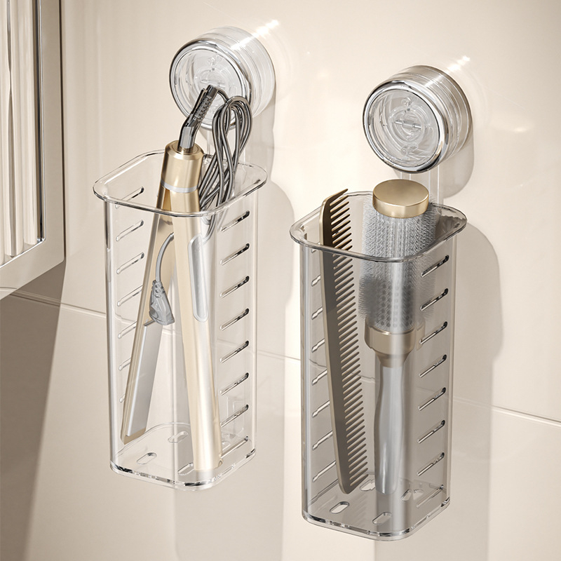 imega Raft de depozitare pentru unelte de păr, cu ventuză, montaj pe perete, fără găuri, plastic, nivel 1