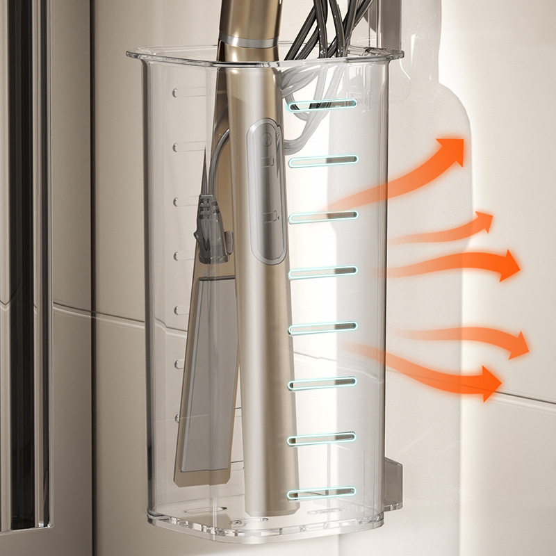 imega Raft de depozitare pentru unelte de păr, cu ventuză, montaj pe perete, fără găuri, plastic, nivel 1