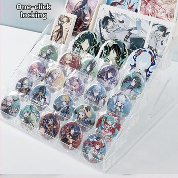 Raft de afișaj în trepte, 7 niveluri, pentru badge-uri și accesorii anime, organizator transparent de birou din PET, fără găuri