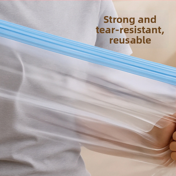 Ceļojumu vakuuma kompresijas soma drēbēm ar roku vēršanas mehānismu un pumpu, PET+PE materiāls, 180 gab., kastē, 2022. gada iesniegšana