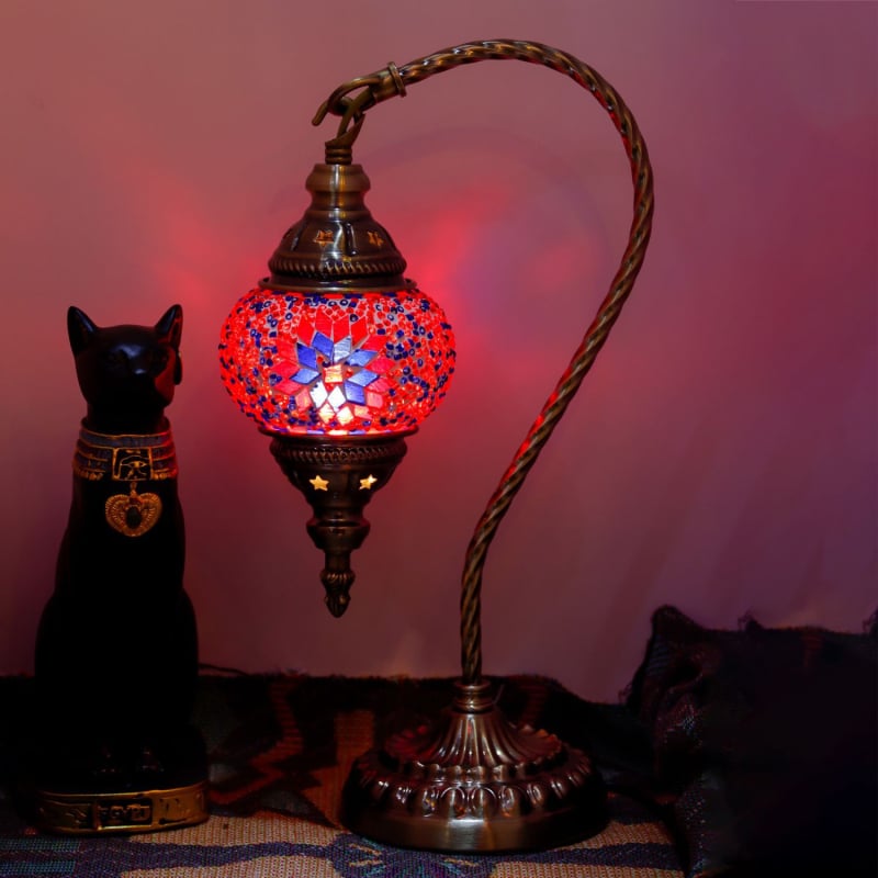 Gulbės formos stalinė lemputė – retro stilius, egzotiškas dizainas, stiklas, pritaikoma, tinka kaip dovana