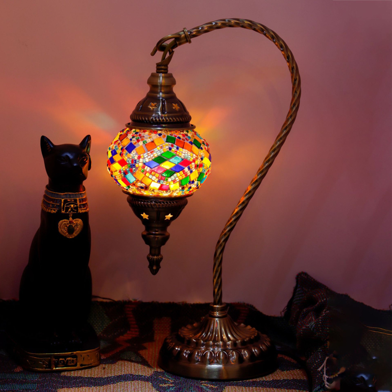 Gulbės formos stalinė lemputė – retro stilius, egzotiškas dizainas, stiklas, pritaikoma, tinka kaip dovana