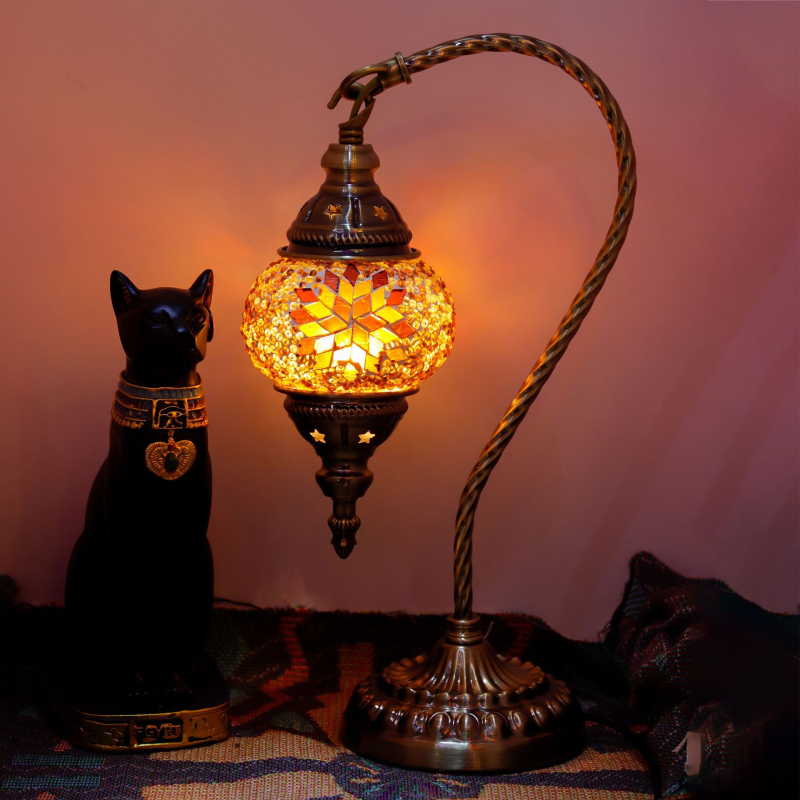 Gulbės formos stalinė lemputė – retro stilius, egzotiškas dizainas, stiklas, pritaikoma, tinka kaip dovana