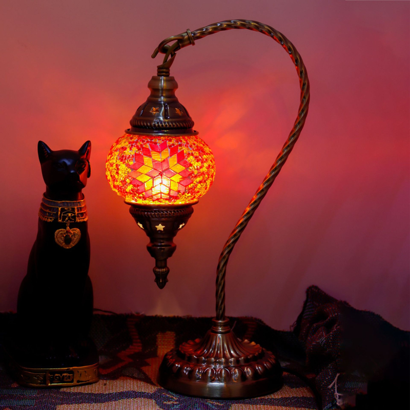 Gulbės formos stalinė lemputė – retro stilius, egzotiškas dizainas, stiklas, pritaikoma, tinka kaip dovana