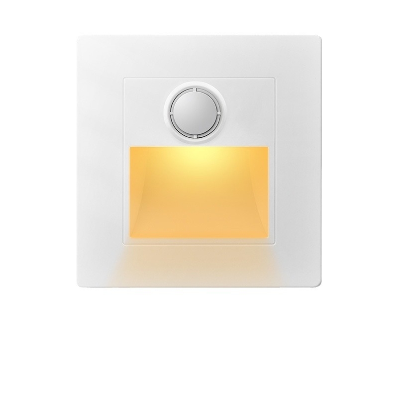 Įmontuojama LED nakčiai lemputė koridoriams ir laiptams su infraraudonųjų spindulių jutikliu, 110-250V, 8 LED, 120 lm, 3500-6500 K