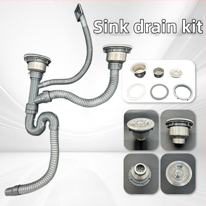 Kööginõude äravoolutorude komplekt, S-kaar, polüpropüleen, tõmbe tüüp, kohandatud töötlemine