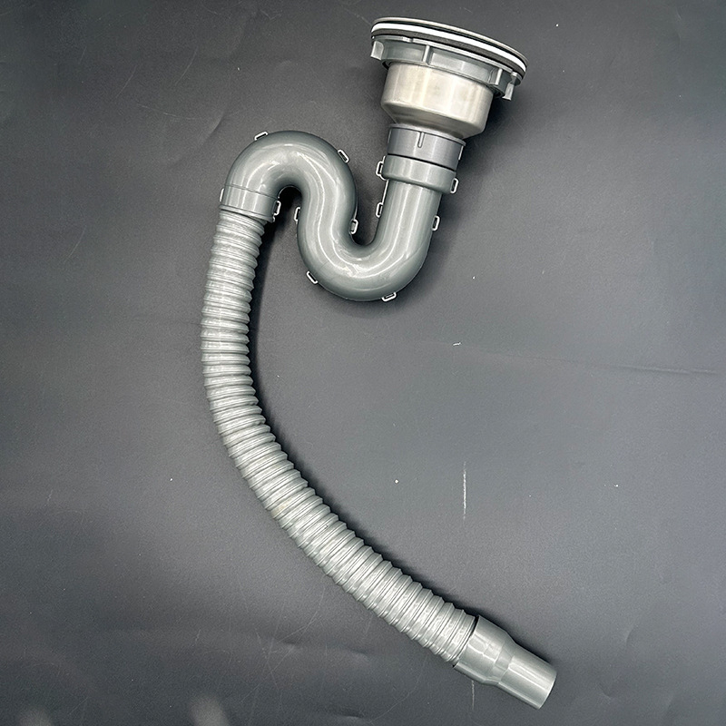 Комплект тръби за отводняване на кухненска мивка за единична и двойна купа, S-образна форма, полипропилен, издърпващ тип, персонализирана обработка