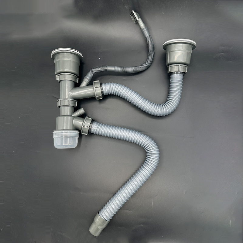 Комплект тръби за отводняване на кухненска мивка за единична и двойна купа, S-образна форма, полипропилен, издърпващ тип, персонализирана обработка