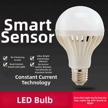 LED lemputė su garso ir šviesos kontrole, 220V, 100 lm, 360° sklaidos kampas, IP65, E27 lizdas