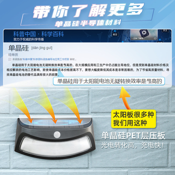 Ηλιακό LED φωτιστικό τοίχου εξωτερικού χώρου με αισθητήρα κίνησης PIR, Cree LED, IP65, 2W