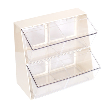 Cutie de depozitare pentru birou – ABS plastic, 12 L, capac anti-praf cu capac rabatabil, pentru pliculete de ceai, capsule de cafea și gustări