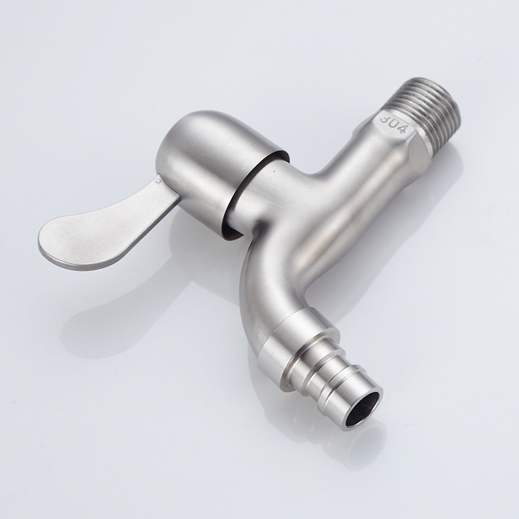 Кран за пералня и мивка, 304 неръждаема стомана, модел V5004, стенен монтаж, еднолостово управление, номинално налягане 0.8–1.2 MPa