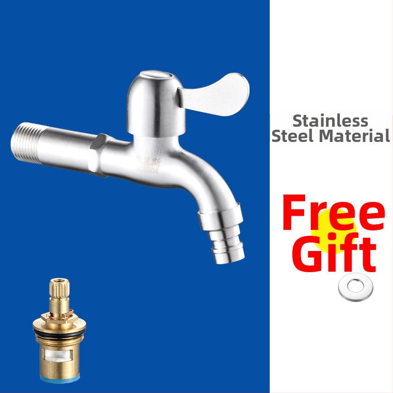 Seininis kranas skalbimo mašinai ir plovimui baseinui, 304 nerūdijančio plieno, modelis V5004, vieno rankenėle, sieninis montavimas, nominalus slėgis 0.8–1.2 MPa