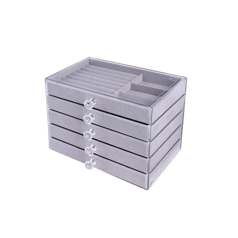 Cutie de bijuterii cu sertar, material PET, construcție cu 5 straturi, capacitate mare