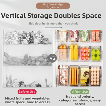 Olu laikymo dėžutė šaldytuvo šoninėms durims, šviežumo laikymas vaisiams ir daržovėms, PET medžiaga, virtuvės saugojimo organizatorius