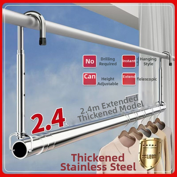 Pochile Balkono teleskopinė skalbinių džiovykla iš nerūdijančio plieno, be gręžimo, sulankstoma, skirta antklodėms ir paklodėms