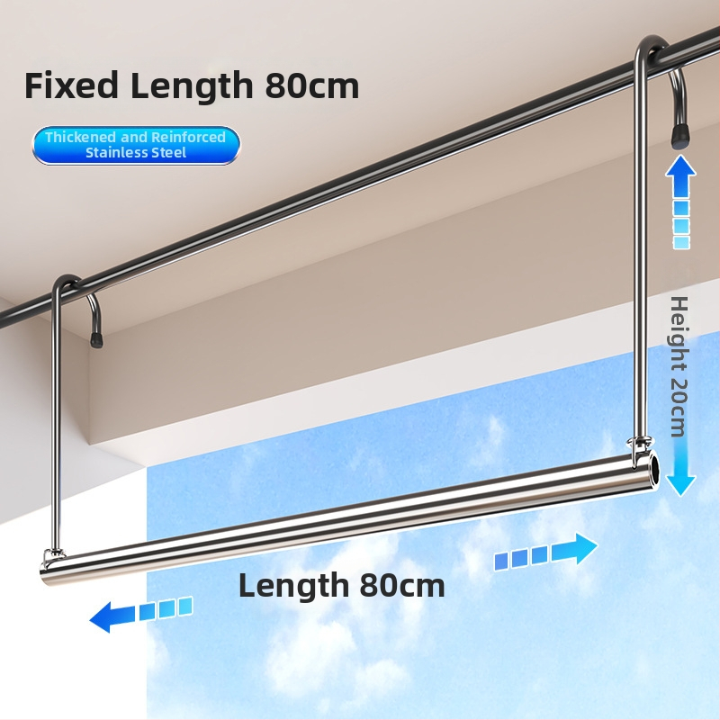 Pochile Balkono teleskopinė skalbinių džiovykla iš nerūdijančio plieno, be gręžimo, sulankstoma, skirta antklodėms ir paklodėms