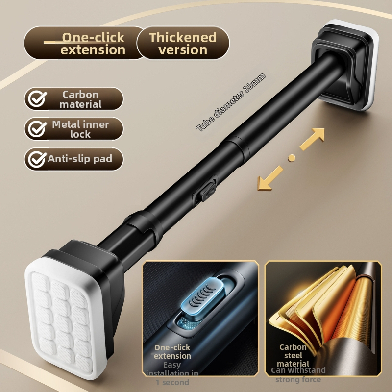 Teleskopiska drēbju žāvēšanas stienis, bez urbšanas, balkonam, oglekļa tērauds, mūsdienīgs minimālisma dizains