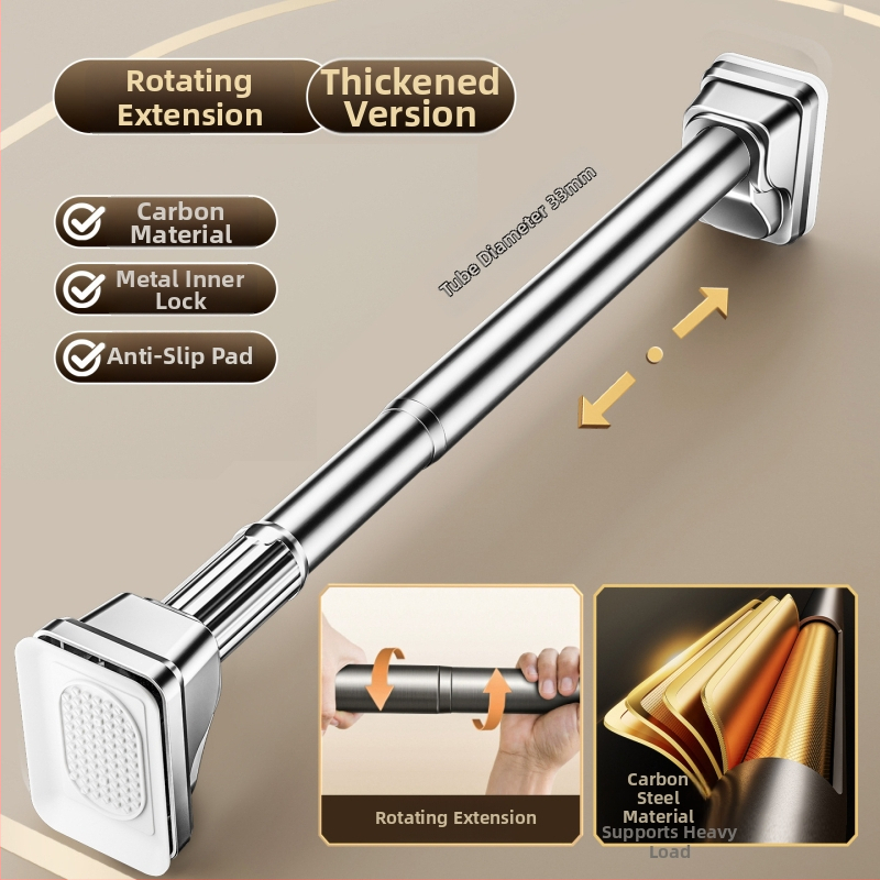 Teleskopiska drēbju žāvēšanas stienis, bez urbšanas, balkonam, oglekļa tērauds, mūsdienīgs minimālisma dizains