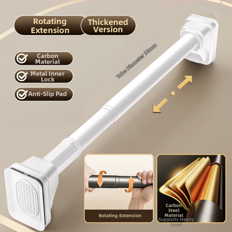 Teleskopiska drēbju žāvēšanas stienis, bez urbšanas, balkonam, oglekļa tērauds, mūsdienīgs minimālisma dizains