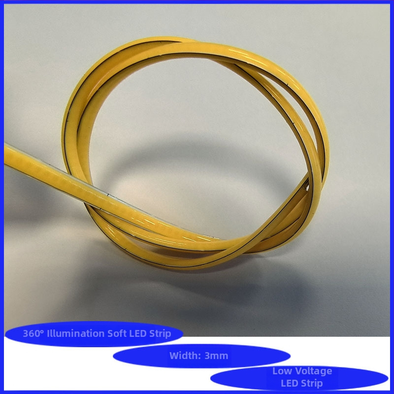 LED COB lanksčios šviesos juostelės, 3 mm dvipusė, žemas įtampa, COB pakuotė LED diodai, linijinis vidaus ir lauko naudojimui