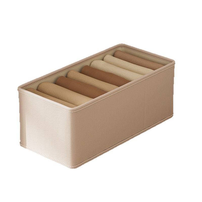 Ruhatároló doboz összehajtható rekeszekkel, 18 literes kapacitás, pamut és len anyagból, Slit wardrobe storage box
