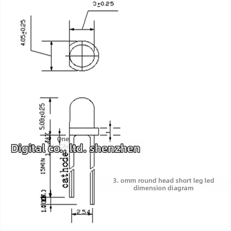 3.0mm mărgele LED, 20mA, 2.8-3.4V, 0.06W, 460-475nm, cip Sanan
