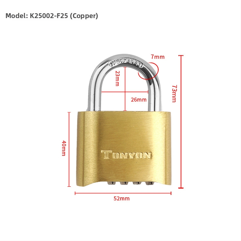 4-ratų kombinuotas užraktas studentų bendrabutyje ir lauko naudojimui – varinis korpusas, modelis K25008