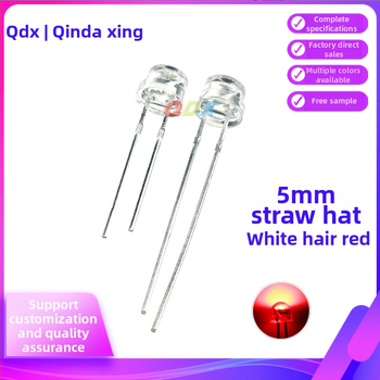 F5 LED diodai su šiaudine skrybėle, 3.0–3.2V, 20 mA, 0.1W, CRI 70–80, šviesos spindulio kampas 45°