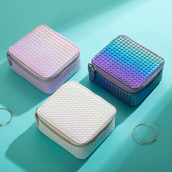 Geantă din piele PU pentru bijuterii, cu fermoar și compartimente, stil clutch, personalizabilă