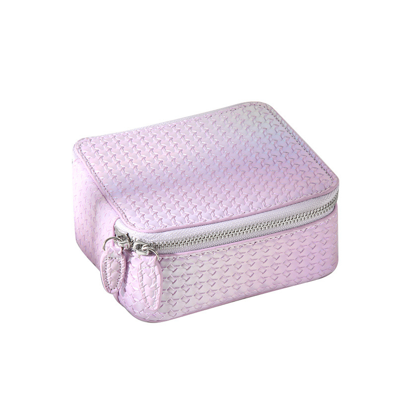 Geantă din piele PU pentru bijuterii, cu fermoar și compartimente, stil clutch, personalizabilă