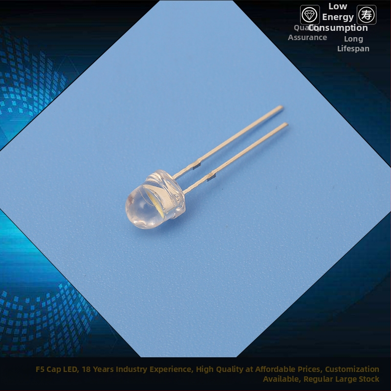 LED Perlītes 5 mm, modeļa F5, tieša uzstādīšana, 2,8–3,2 V, 20 mA, 0,2 W, 60° starojums, 7–8 lm