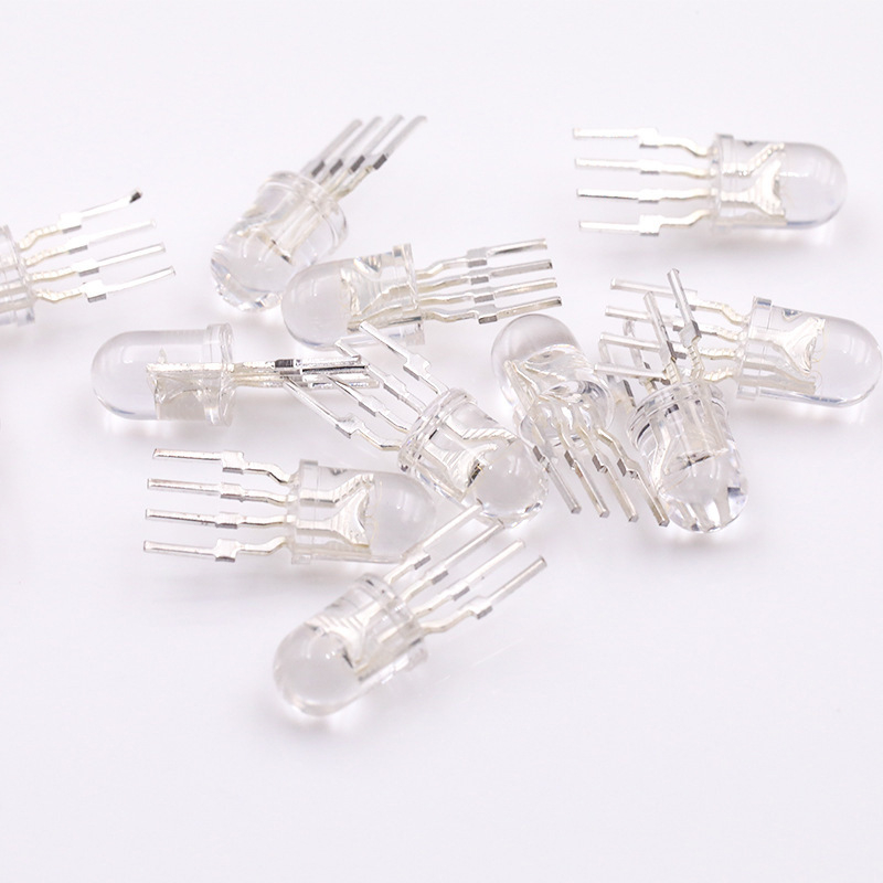 Element LED RGB, 4 pini, catod comun/anod comun, distanță între pini 1,74 mm, înaltă luminozitate, personalizare