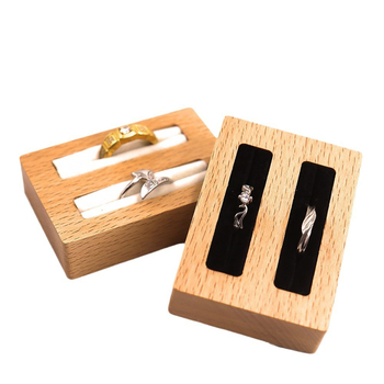 Podložak za prstenje od bukovog drveta, dva odjeljka, bez poklopca, kutija za nakit