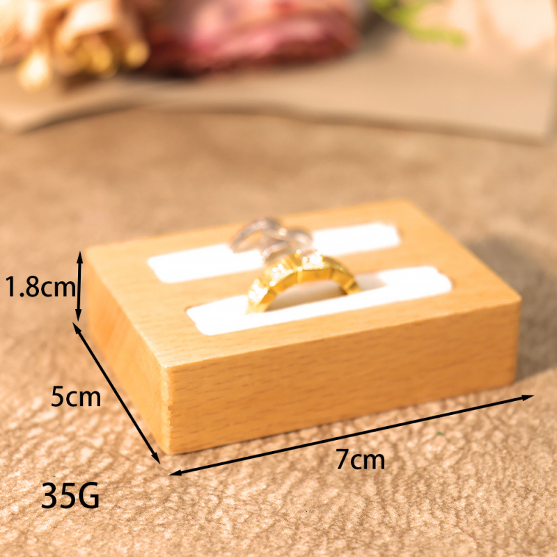 Podložak za prstenje od bukovog drveta, dva odjeljka, bez poklopca, kutija za nakit