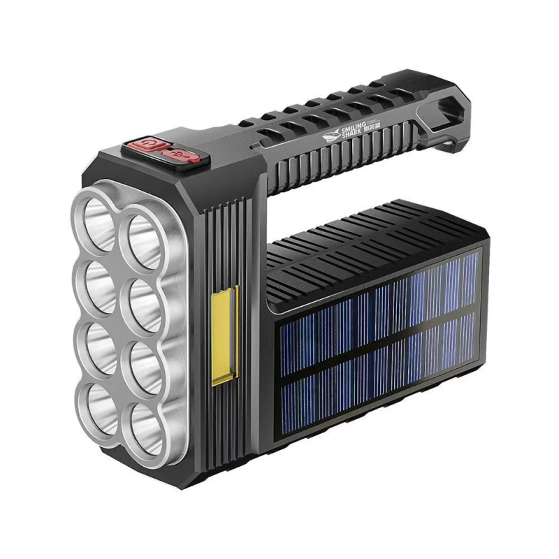 Φακός USB με ηλιακή επαναφόρτιση, υπερλαμπρός, ABS περίβλημα (20W, 4800 mAh, ηλιακή ενέργεια, πηγή φωτός Bulb+COB, εμβέλεια 200–500 m)