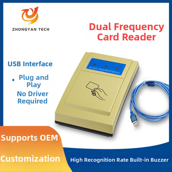 IDIC dviejų dažnių USB staliniam priėjimo kortelių skaitytuvui – bekontaktis kortelių skaitytuvas, ID/IC kortelės, 125 kHz/13,56 MHz, skaitymo atstumas 2–5 cm, skaitymo laikas 0,2 s, modelis ZY-T302