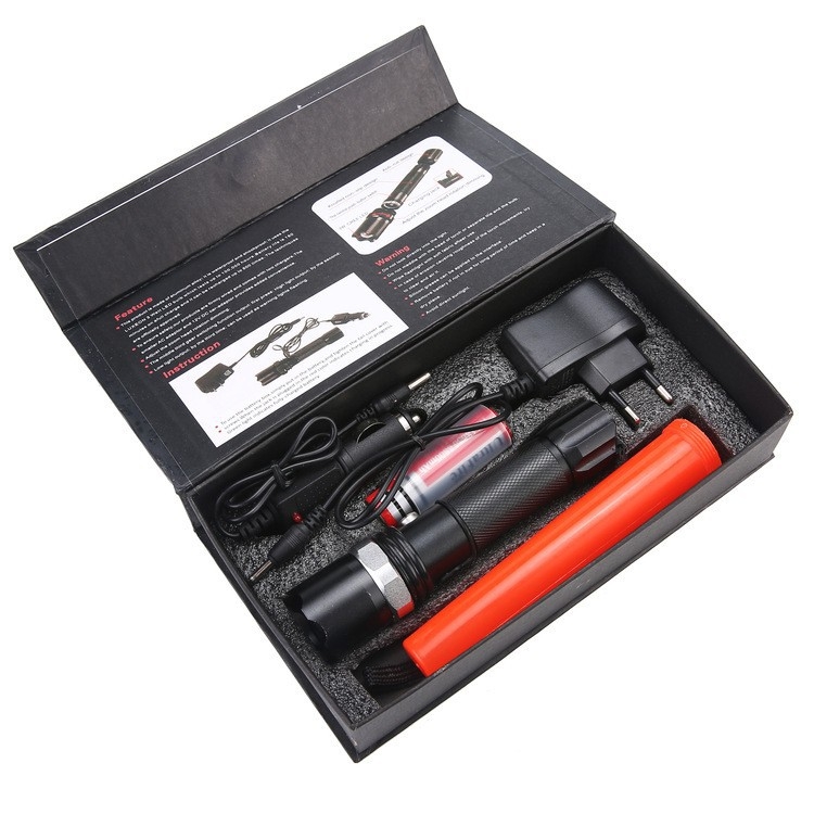 Φακός LED επαναφορτιζόμενος με ζουμ 3 επιπέδων, αλουμινένιο σώμα, XML-Q5 LED, εμβέλεια έως 500 m