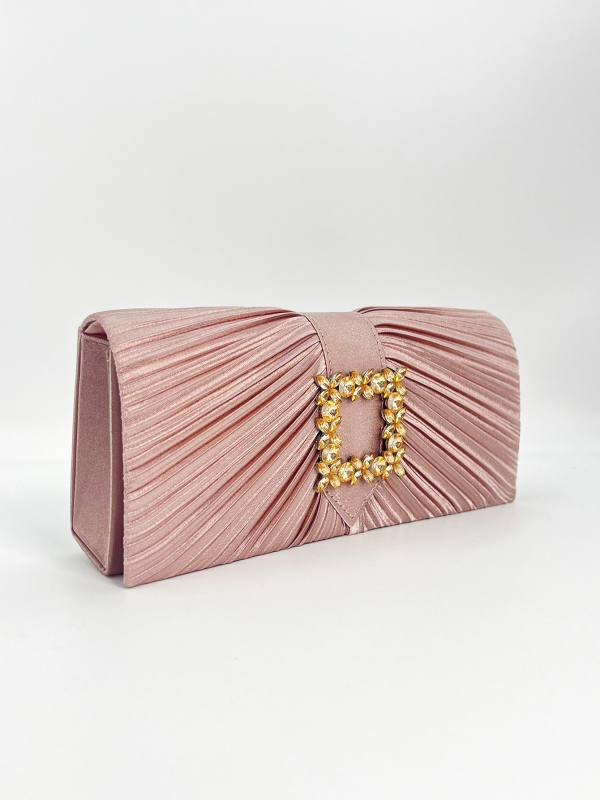 Női estélyi crossbody táska lánccal, selyemből készült, négyszögletes formájú, kemény szerkezet, fedett zárás