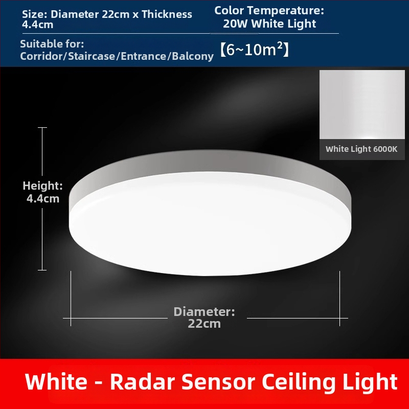 Lubos LED lemputė su judesio jutikliu ir balso valdymu koridoriui/įėjimui, 220V, dengiamas plotas 15-30 m²