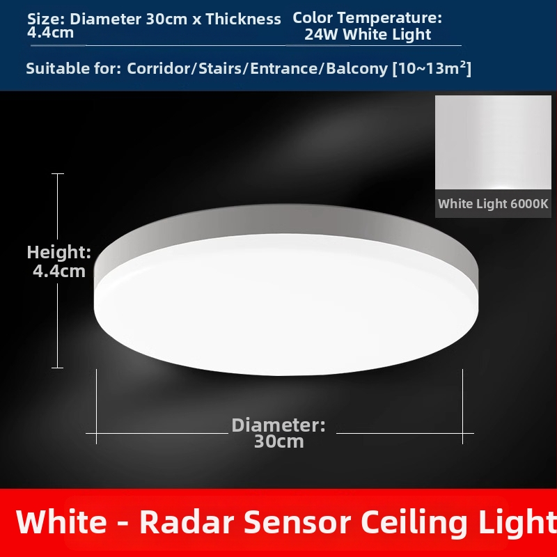Lubos LED lemputė su judesio jutikliu ir balso valdymu koridoriui/įėjimui, 220V, dengiamas plotas 15-30 m²
