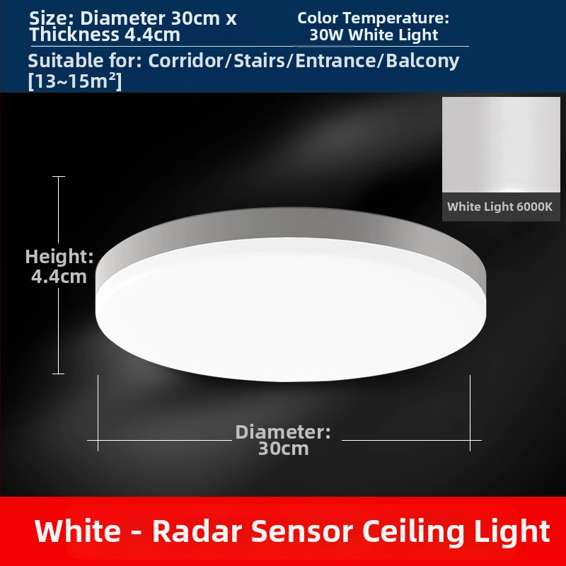 Lubos LED lemputė su judesio jutikliu ir balso valdymu koridoriui/įėjimui, 220V, dengiamas plotas 15-30 m²