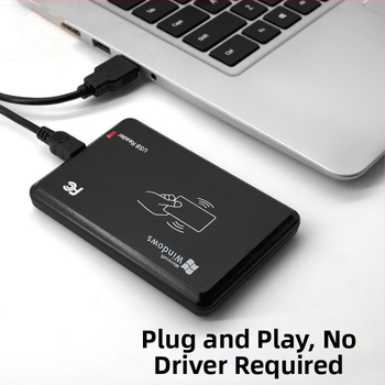Dviejų dažnių IC/ID RFID skaitytuvas su USB sąsaja, belaidžiam prieigos valdymui, NFC suderinamas, jutiklio diapazonas 2–5 cm
