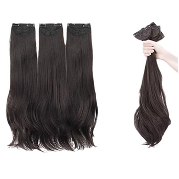 Перука с три части микро‑рол, безшевна и невидима капа, дълга къдрава прическа с обем, дължина 50–60 см, термоустойчива синтетика