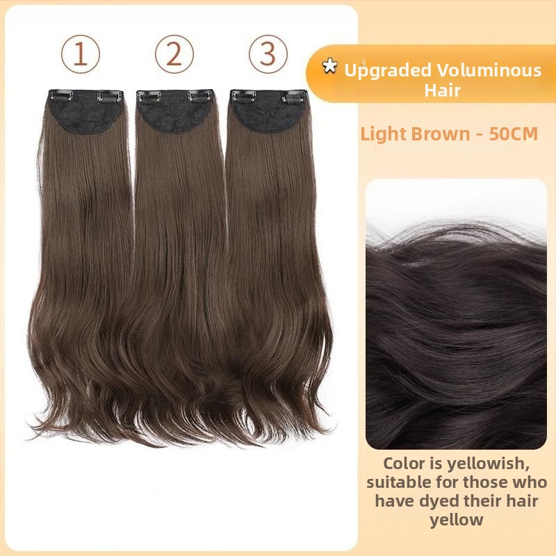 Trijų dalių mikro volų parūka su nematoma viršutine dalimi, ilgos garbanos, apimtis, ilgis 50–60 cm, karščiui atspari sintetinių pluoštų