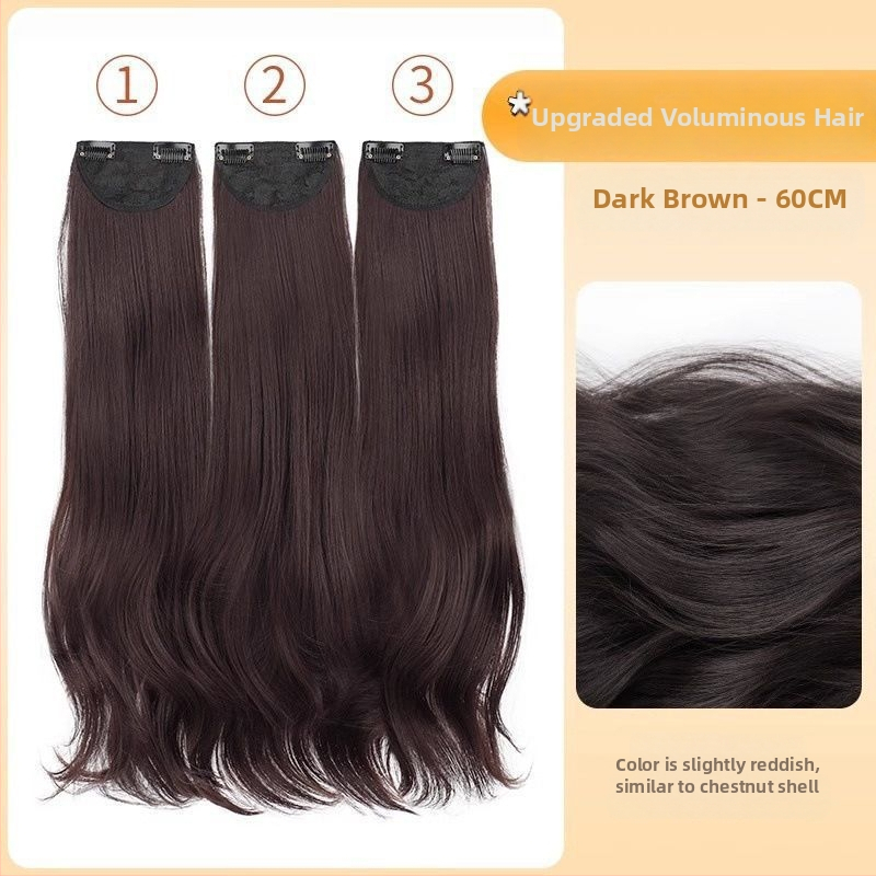 Trijų dalių mikro volų parūka su nematoma viršutine dalimi, ilgos garbanos, apimtis, ilgis 50–60 cm, karščiui atspari sintetinių pluoštų