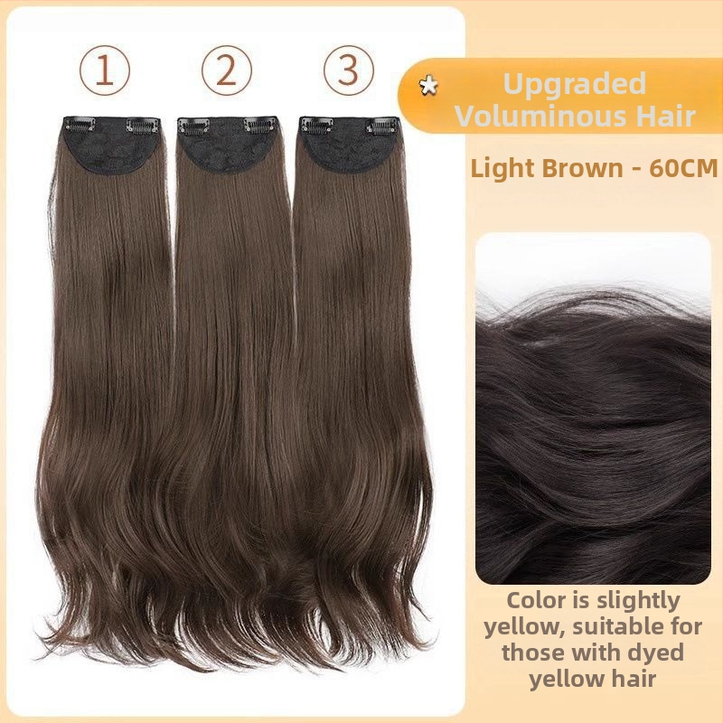 Trijų dalių mikro volų parūka su nematoma viršutine dalimi, ilgos garbanos, apimtis, ilgis 50–60 cm, karščiui atspari sintetinių pluoštų